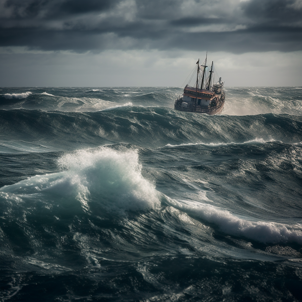 ship in violent seas over the bermuda triagle